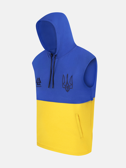 Peresvit Mens Sleeveless Hoodie Blue-Yellow, Photo No. 3