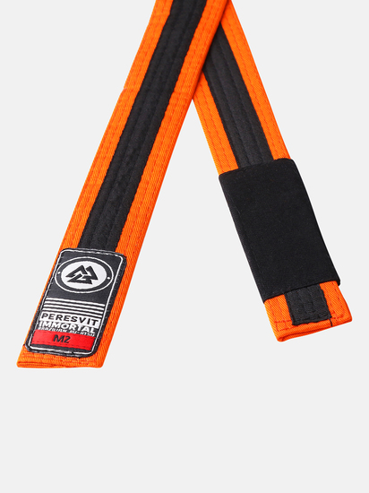 Kids BJJ Gi Belt Orange Black Stripe, Photo No. 2