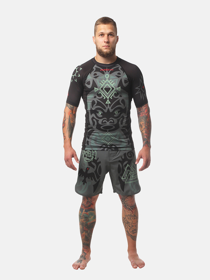 Peresvit Maori Short Sleeve Rashguard Black Military Green, Photo № 4